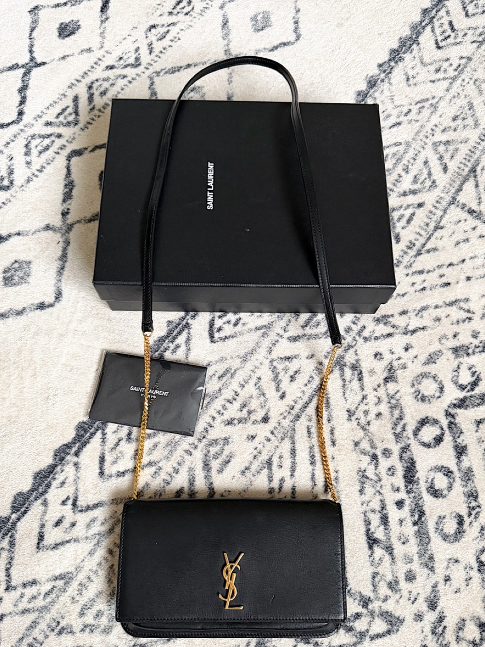 SOLD❗️YSL Cassandre mini black gold monogram chain crossbody bag phone holder - Picture 14 of 14